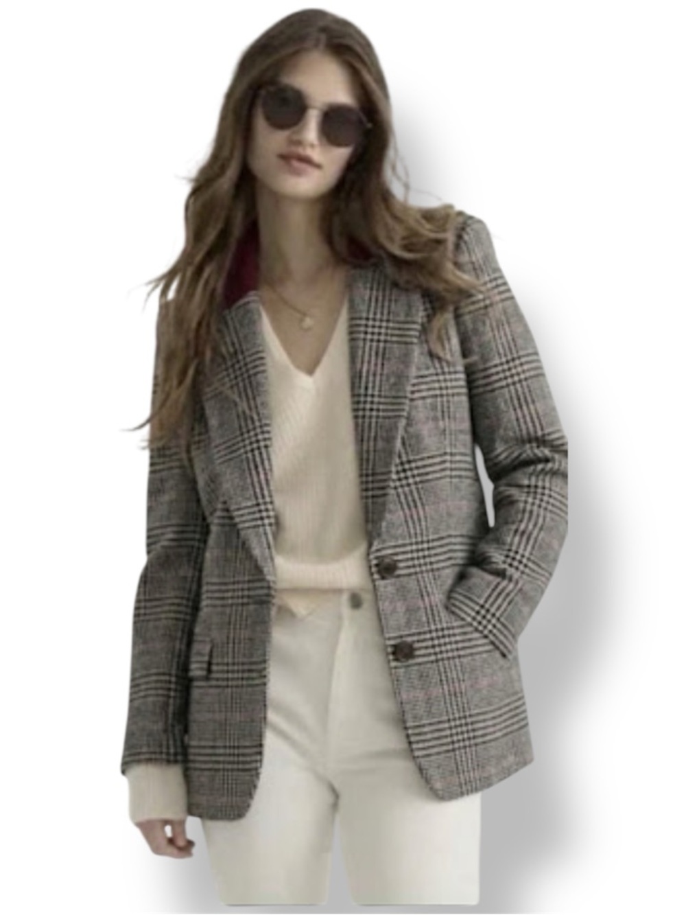 J.Crew Boyfriend Blazer Glen Plaid Italian Wool Nello Gori Black / White Size 14